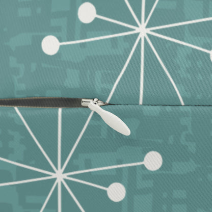 Kate McEnroe New York Mid Century Modern Starburst Lumbar Pillow, Retro Teal Accent Cushion, Atomic Era Home DecorLumbar Pillows29944900631783871241