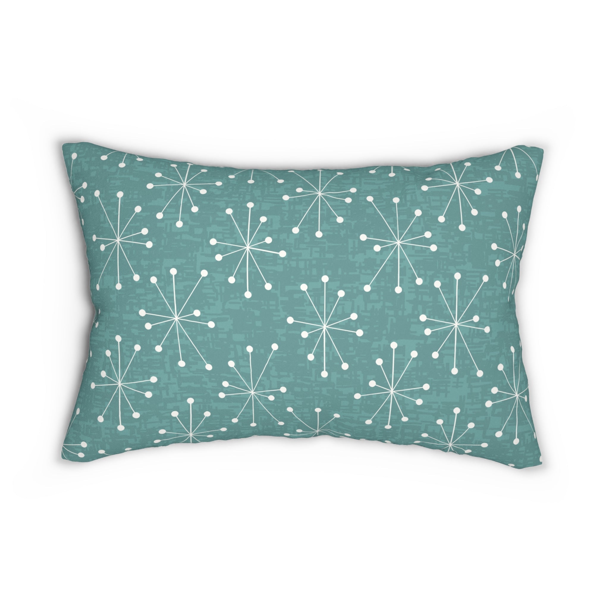 Kate McEnroe New York Mid Century Modern Starburst Lumbar Pillow, Retro Teal Accent Cushion, Atomic Era Home DecorLumbar Pillows29944900631783871241