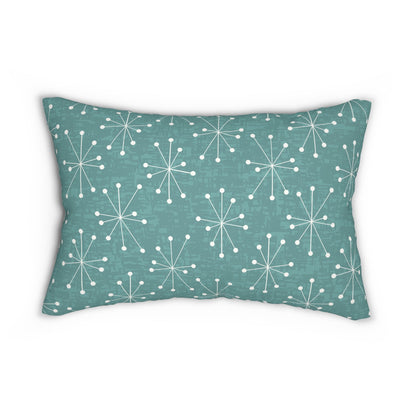 Kate McEnroe New York Mid Century Modern Starburst Lumbar Pillow, Retro Teal Accent Cushion, Atomic Era Home DecorLumbar Pillows29944900631783871241