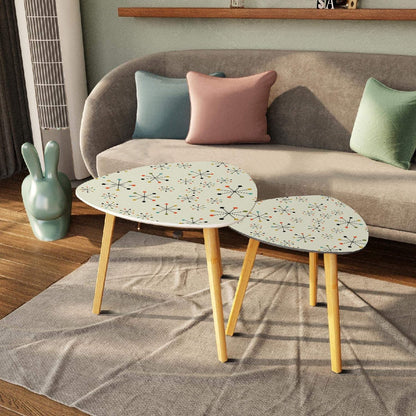 Kate McEnroe New York Mid Century Modern Starburst Nesting Tables, Retro Atomic Accent FurnitureNesting TablesIcAsNnMeqA