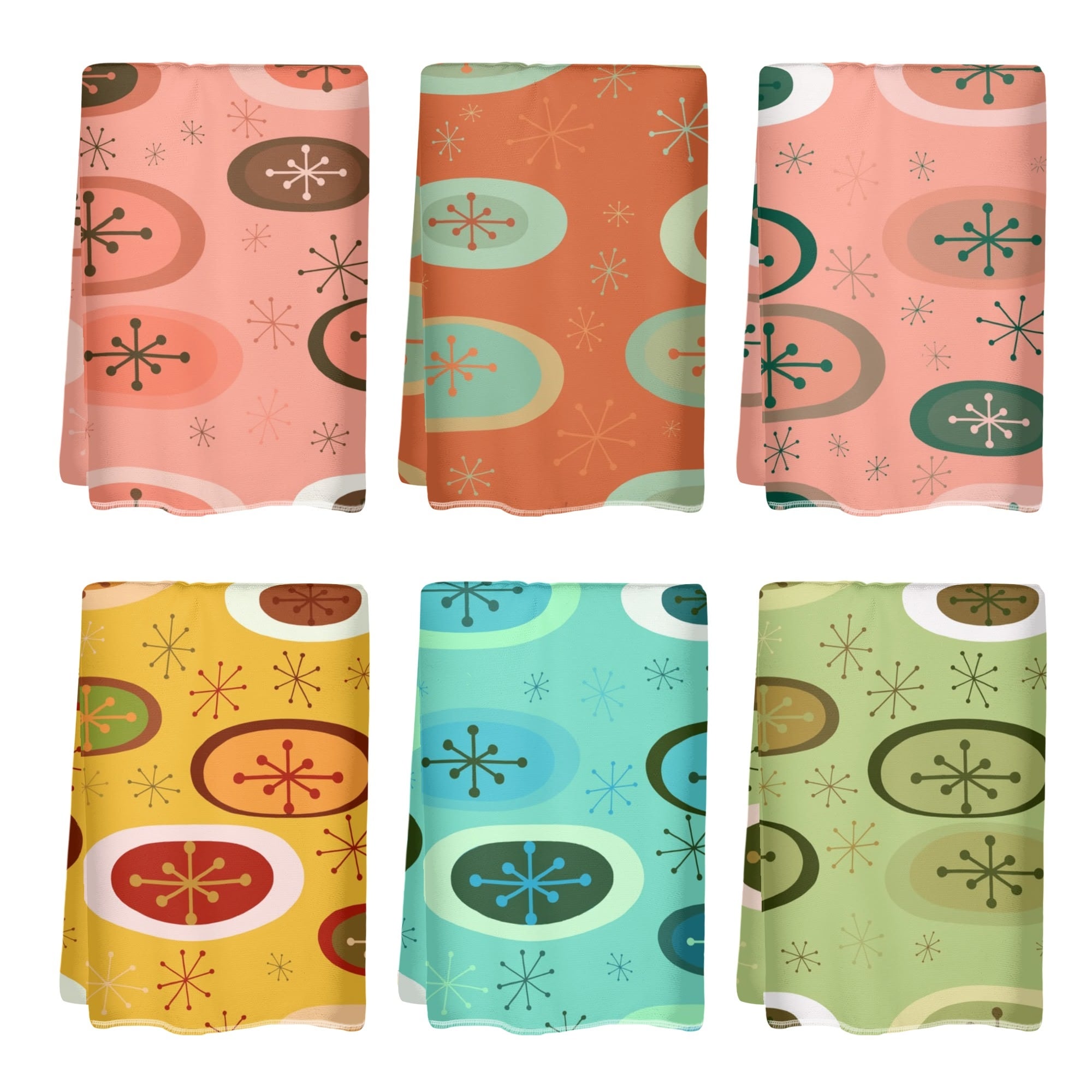 Kate McEnroe New York Mid Century Modern Starburst Orb Hand Towels, Retro Atomic Age Bathroom Decor, 50s Kitsch Towel SetHand TowelsNRQ5GK1Y - 1