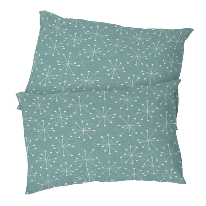 Kate McEnroe New York Mid Century Modern Starburst Pillowcase, Retro Atomic Teal BeddingPillowcases1250