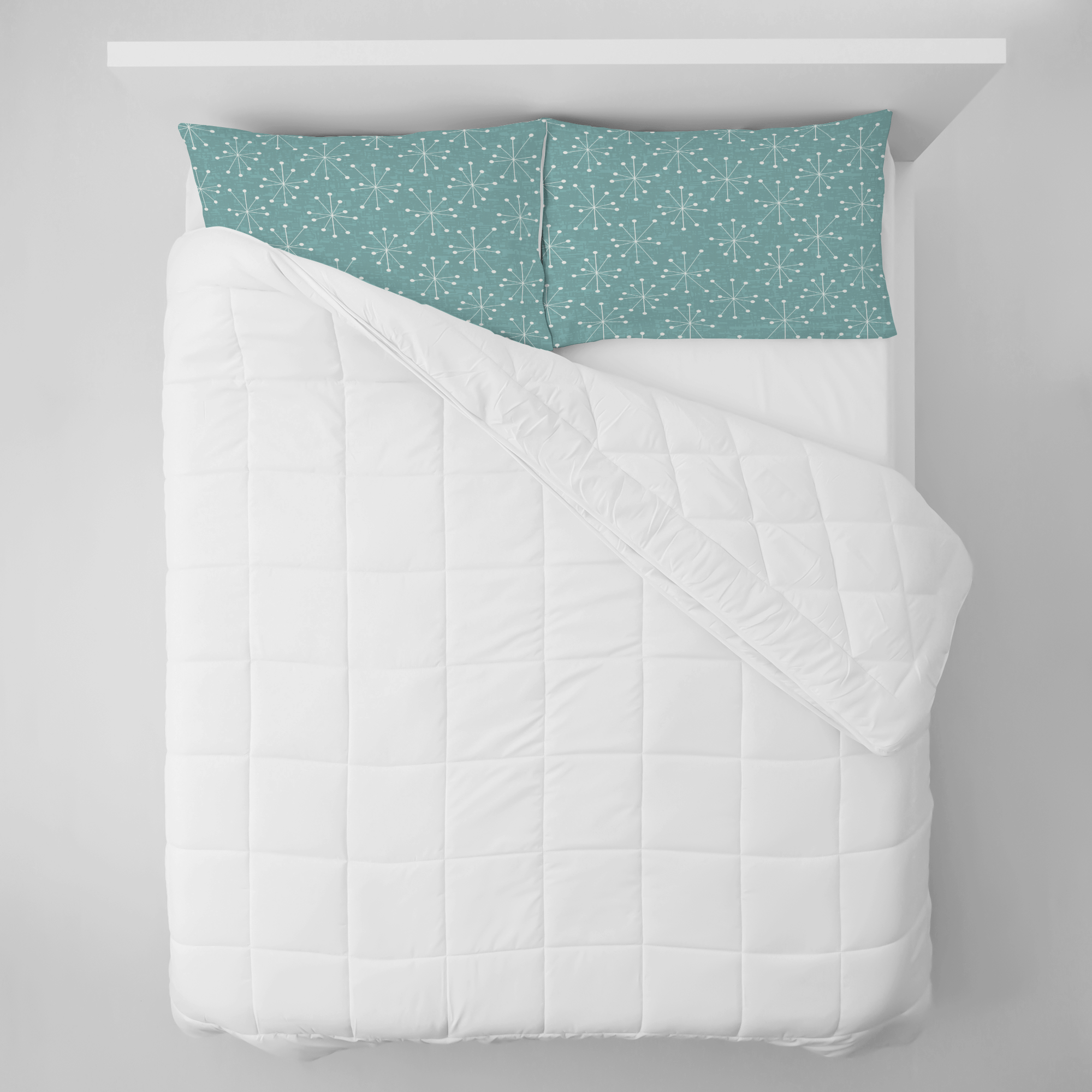 Kate McEnroe New York Mid Century Modern Starburst Pillowcase, Retro Atomic Teal BeddingPillowcases1250