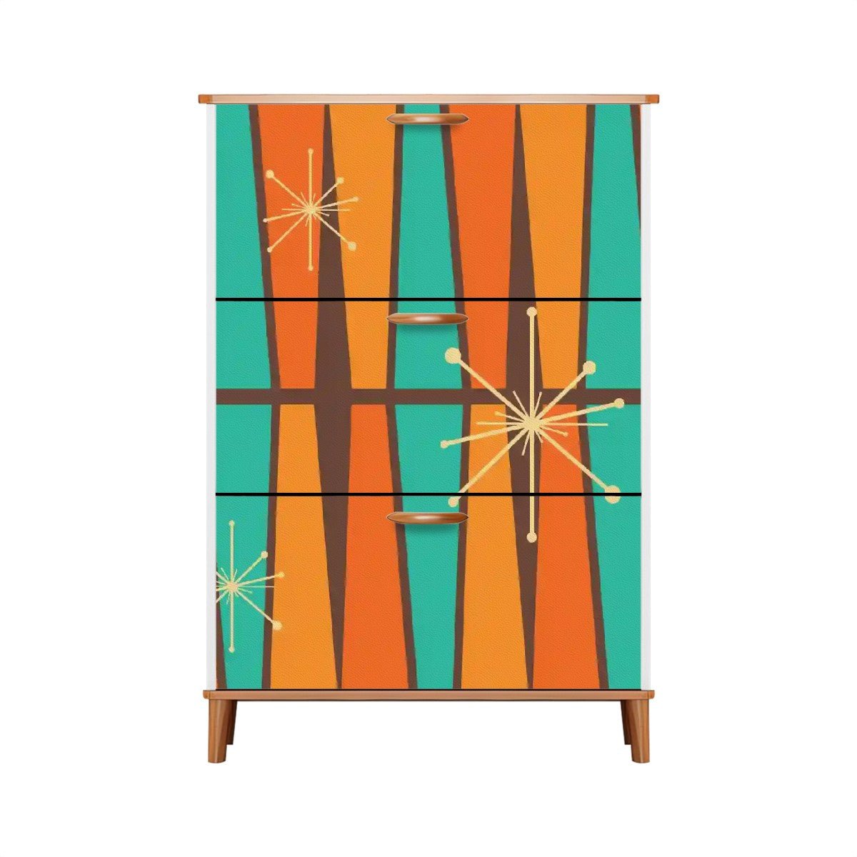 Kate McEnroe New York Mid Century Modern Starburst Shoe Cabinet, Retro Geometric Storage Furniture, Atomic Era Entryway AccentShoe StorageCBGw5MZhpN