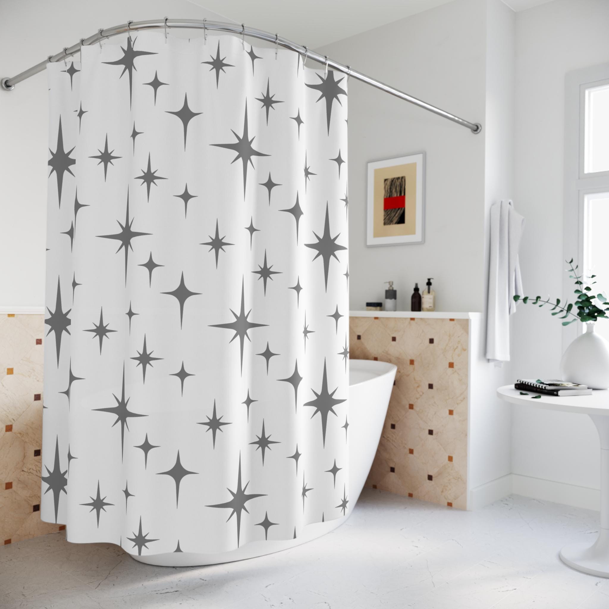 Kate McEnroe New York Mid Century Modern Starburst Shower Curtain Retro MCM Bathroom DecorShower Curtains21762162355392889747