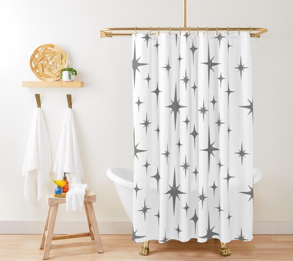 Kate McEnroe New York Mid Century Modern Starburst Shower Curtain Retro MCM Bathroom DecorShower Curtains21762162355392889747