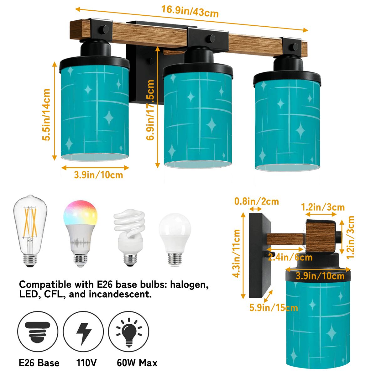 Kate McEnroe New York Mid Century Modern Starburst Vanity Light, Retro 3 - Light Fixture, Turquoise 50s MCM Bathroom LightingVanity Light FixturesbSkkY5DHMt