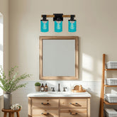 Kate McEnroe New York Mid Century Modern Starburst Vanity Light, Retro 3 - Light Fixture, Turquoise 50s MCM Bathroom LightingVanity Light FixturesbSkkY5DHMt