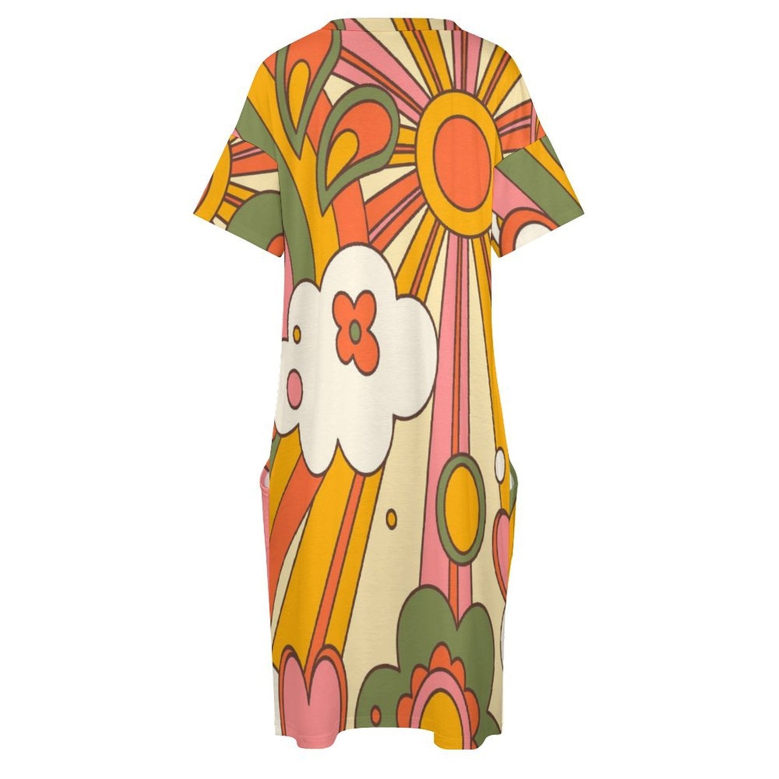 Kate McEnroe New York Mid Century Modern Sunshine 70s Retro Groovy Flower Power Pocket DressDressesD3002631