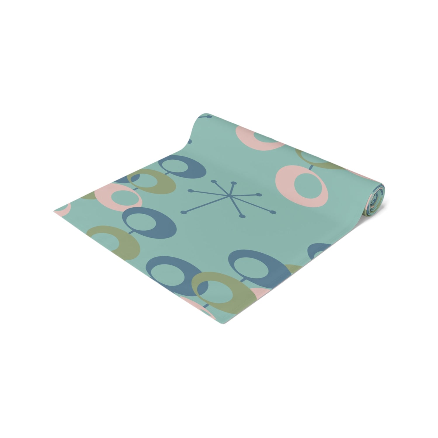 Kate McEnroe New York Mid Century Modern Table Runner, Retro Orbs Atomic Dining DecorTable Runners16589469380622880573