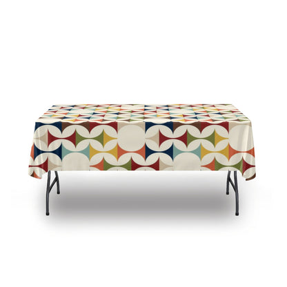 Kate McEnroe New York Mid Century Modern Tablecloth, Retro 60s MCM Geometric Table LinensTablecloths119645
