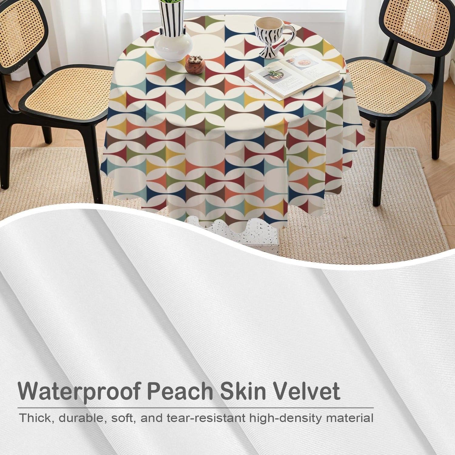 Kate McEnroe New York Mid Century Modern Tablecloth Scandinavian Danish Retro Geometric LinenTableclothsD3274624