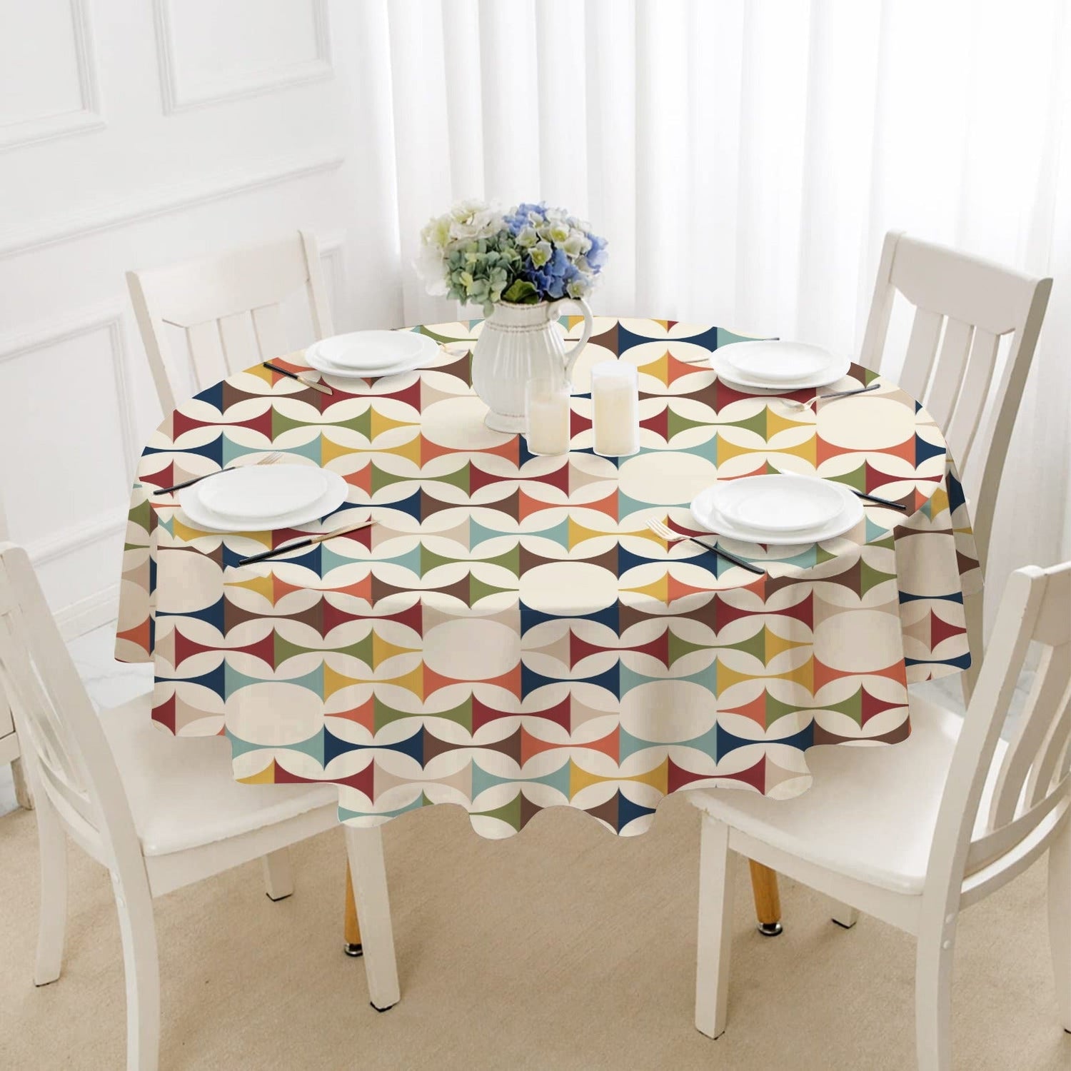 Kate McEnroe New York Mid Century Modern Tablecloth Scandinavian Danish Retro Geometric LinenTableclothsD3274626