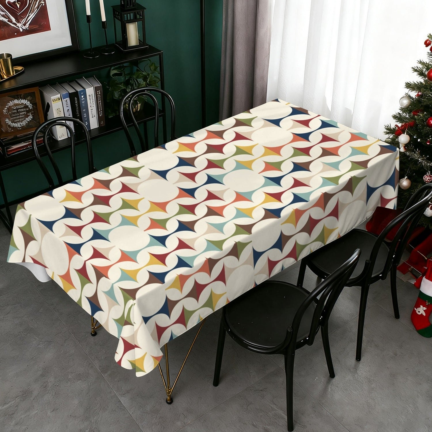 Kate McEnroe New York Mid Century Modern Tablecloth Scandinavian Danish Retro Geometric LinenTableclothsD3274682