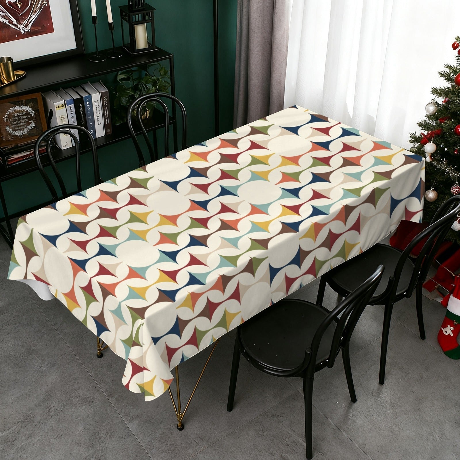 Kate McEnroe New York Mid Century Modern Tablecloth Scandinavian Danish Retro Geometric LinenTableclothsD3274682