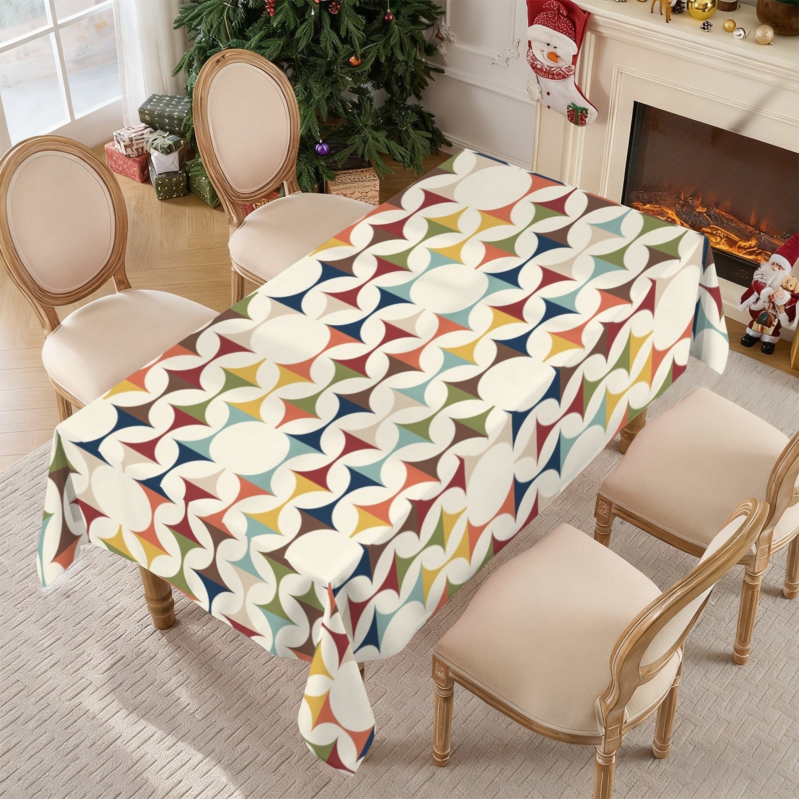 Kate McEnroe New York Mid Century Modern Tablecloth Scandinavian Danish Retro Geometric LinenTableclothsD3274682