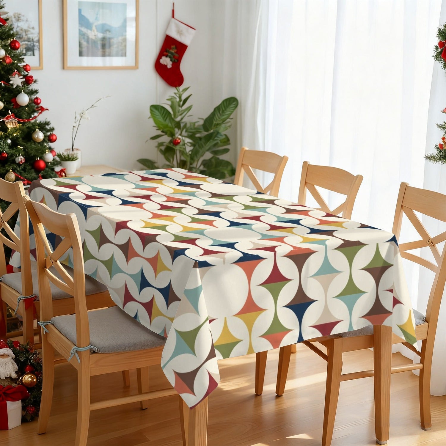 Kate McEnroe New York Mid Century Modern Tablecloth Scandinavian Danish Retro Geometric LinenTableclothsD3274682