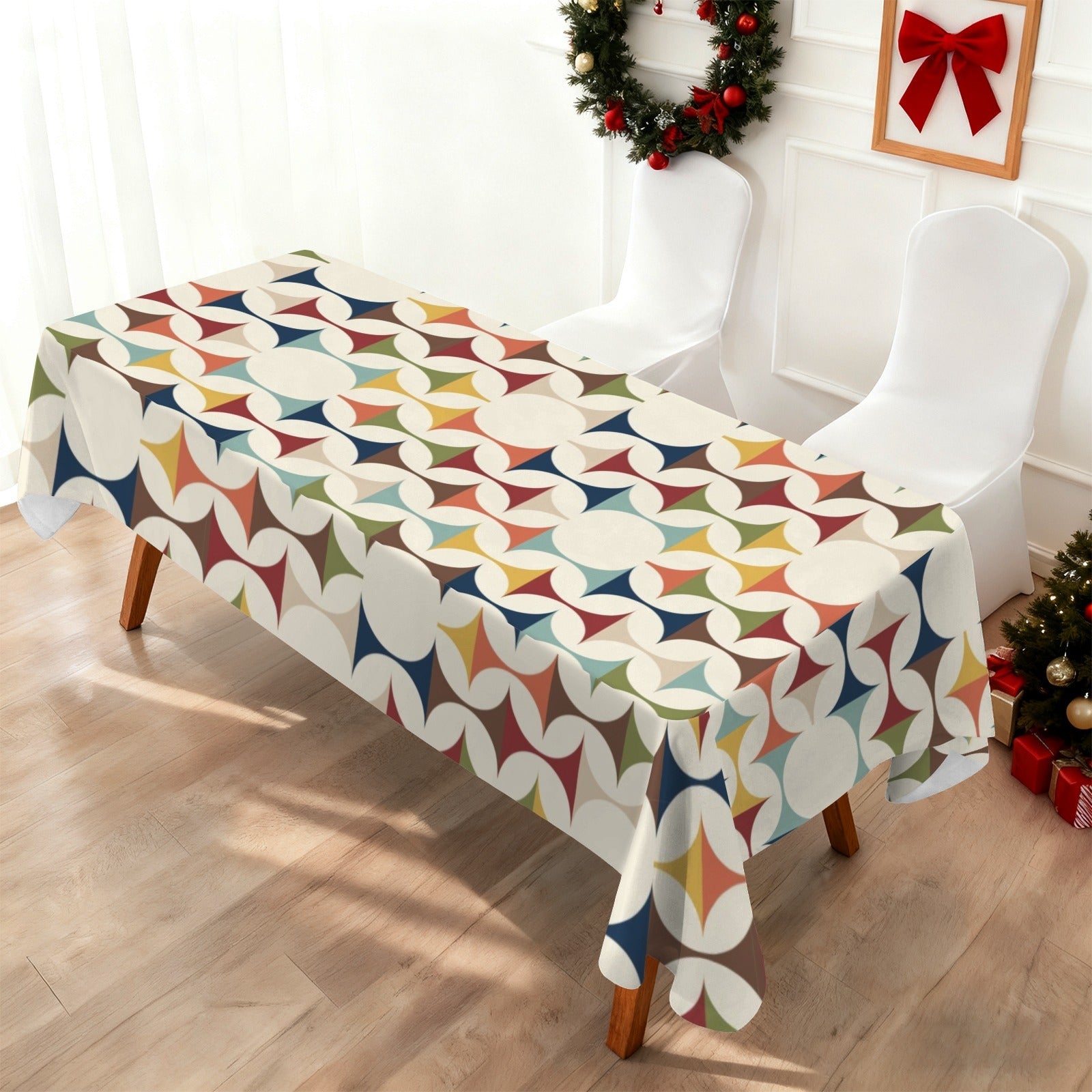 Kate McEnroe New York Mid Century Modern Tablecloth Scandinavian Danish Retro Geometric LinenTableclothsD3274682