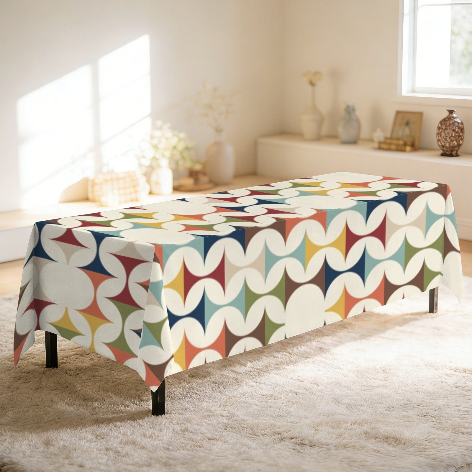 Kate McEnroe New York Mid Century Modern Tablecloth Scandinavian Danish Retro Geometric LinenTableclothsD3274682