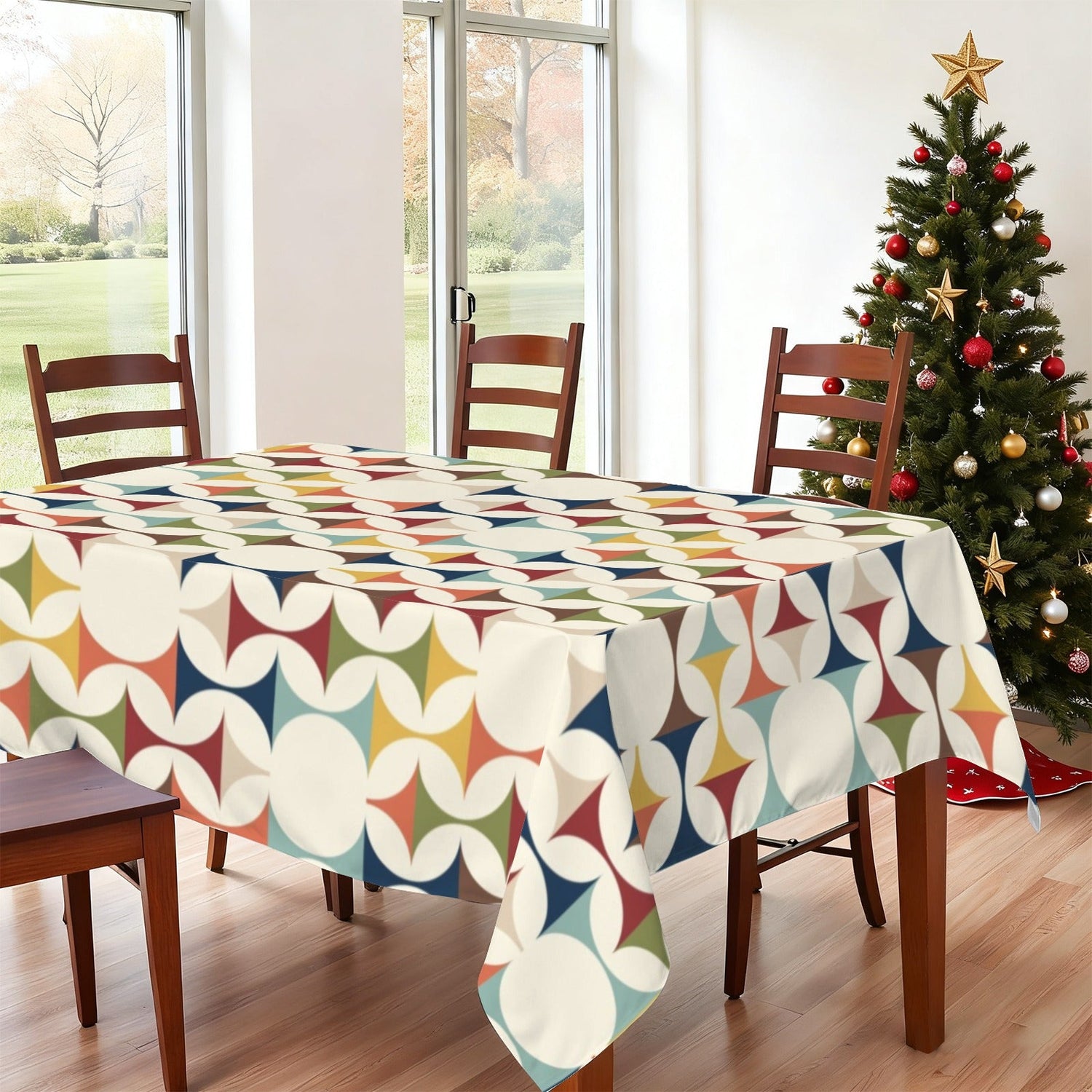 Kate McEnroe New York Mid Century Modern Tablecloth Scandinavian Danish Retro Geometric LinenTableclothsD3274682