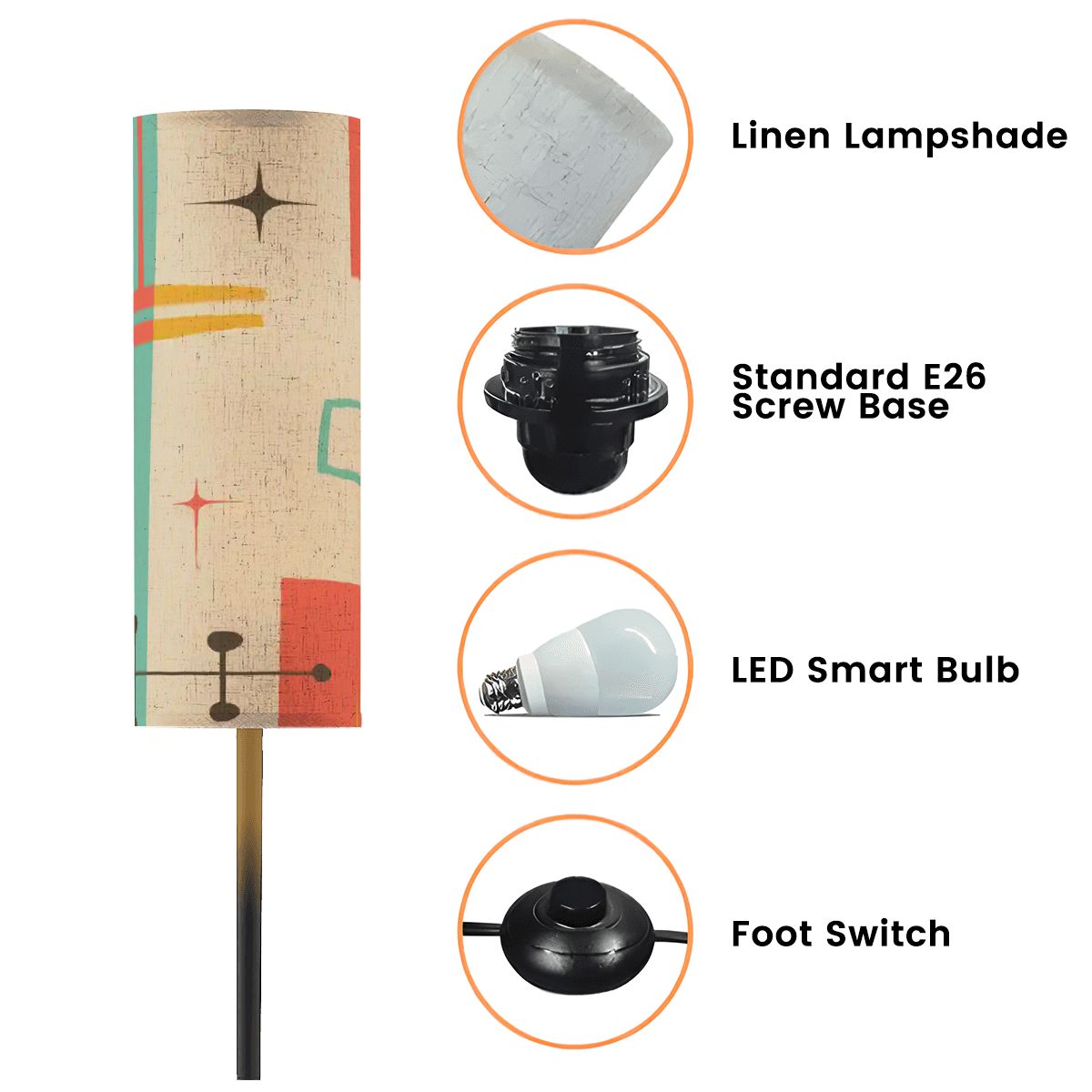 Kate McEnroe New York Mid Century Modern Tall Lamp, Retro Atomic Starburst Floor Light, 1950s Space Age LightingSlim Floor LampsFgSacBm1qU