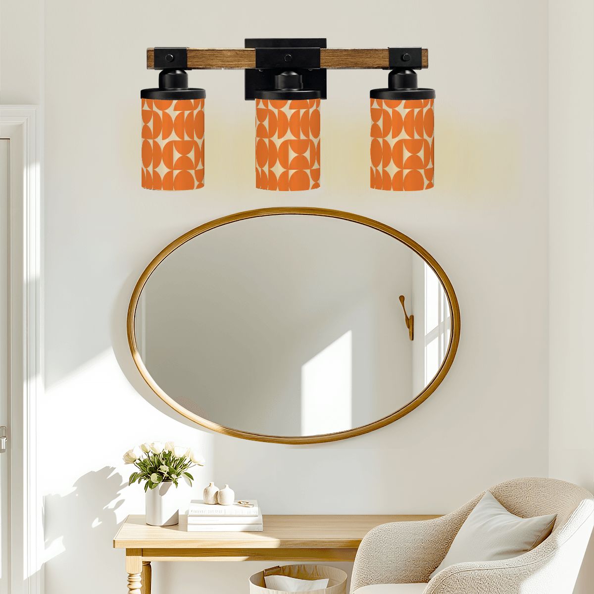 Kate McEnroe New York Mid Century Modern Tangerine Geometric Bathroom Vanity LightVanity Light FixturesNQE6V3ploZ