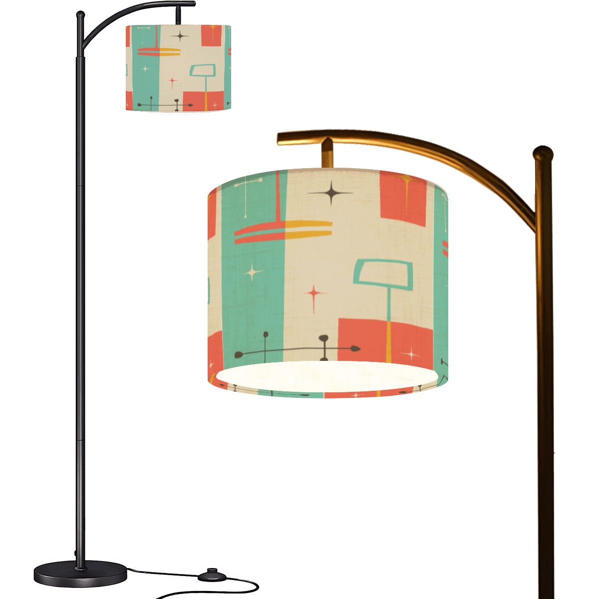 Kate McEnroe New York Mid Century Modern Teal Coral Retro Starburst Arc Floor LampArc Floor Lamps4Bn6Ou5UHC