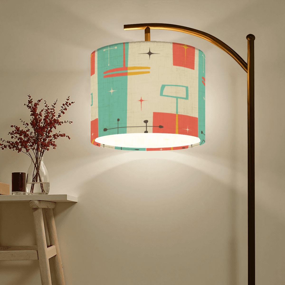 Kate McEnroe New York Mid Century Modern Teal Coral Retro Starburst Arc Floor LampArc Floor Lamps4Bn6Ou5UHC