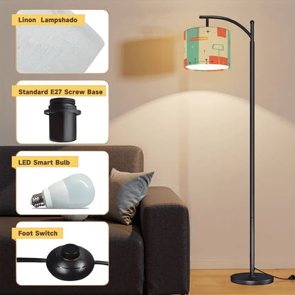 Kate McEnroe New York Mid Century Modern Teal Coral Retro Starburst Arc Floor LampArc Floor Lamps4Bn6Ou5UHC