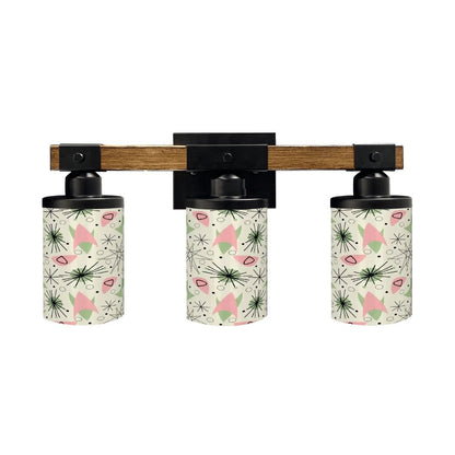 Kate McEnroe New York Mid Century Modern Triple Vanity Light Fixture, 1950s Sputnik Starburst Cylinder ShadesVanity Light FixtureszteQHUsMG4