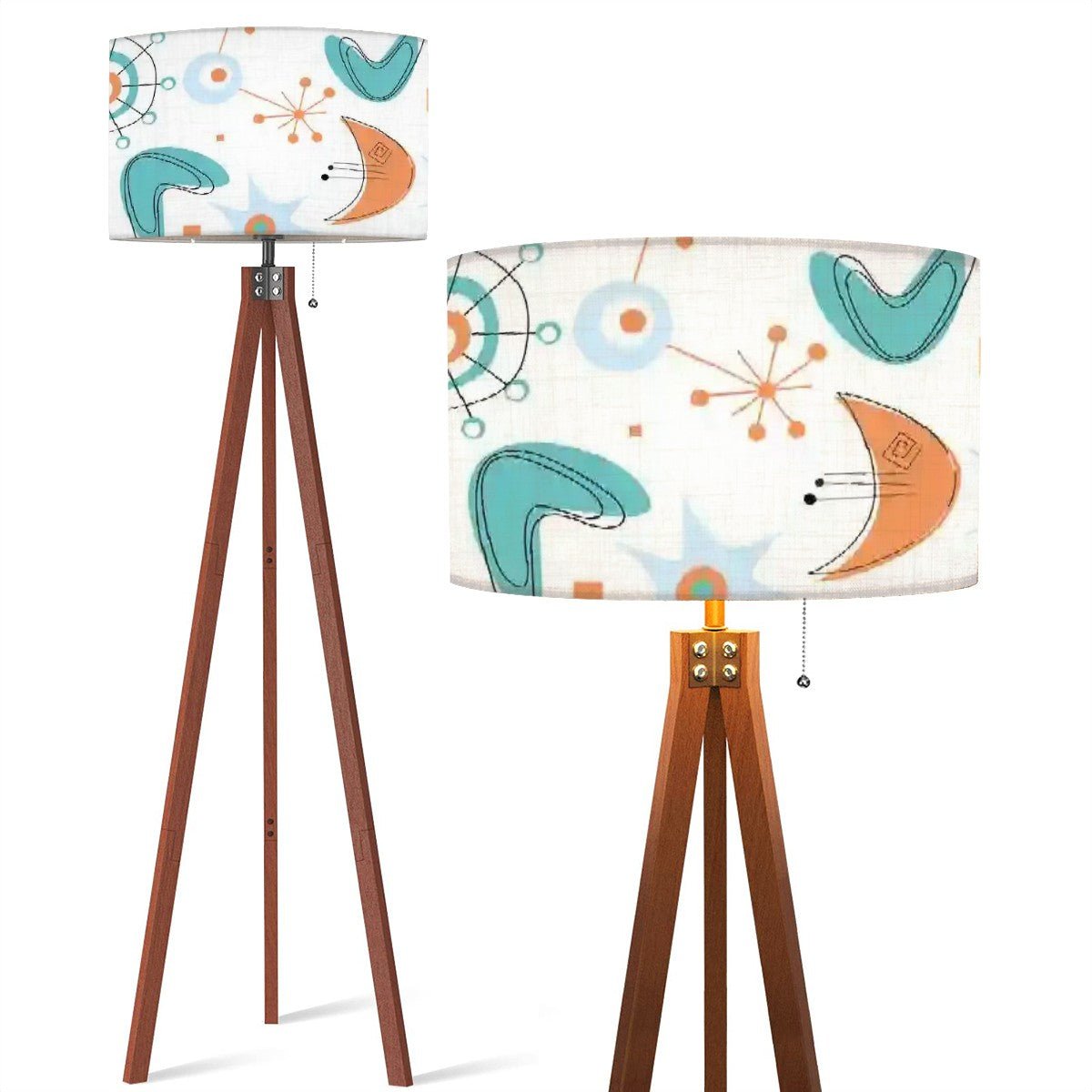 Kate McEnroe New York Mid Century Modern Tripod Floor Lamp, Retro 50s Atomic Style, MCM Boomerang Starburst Shade, Vintage Accent LightingFloor LampswqQrRzSpm4