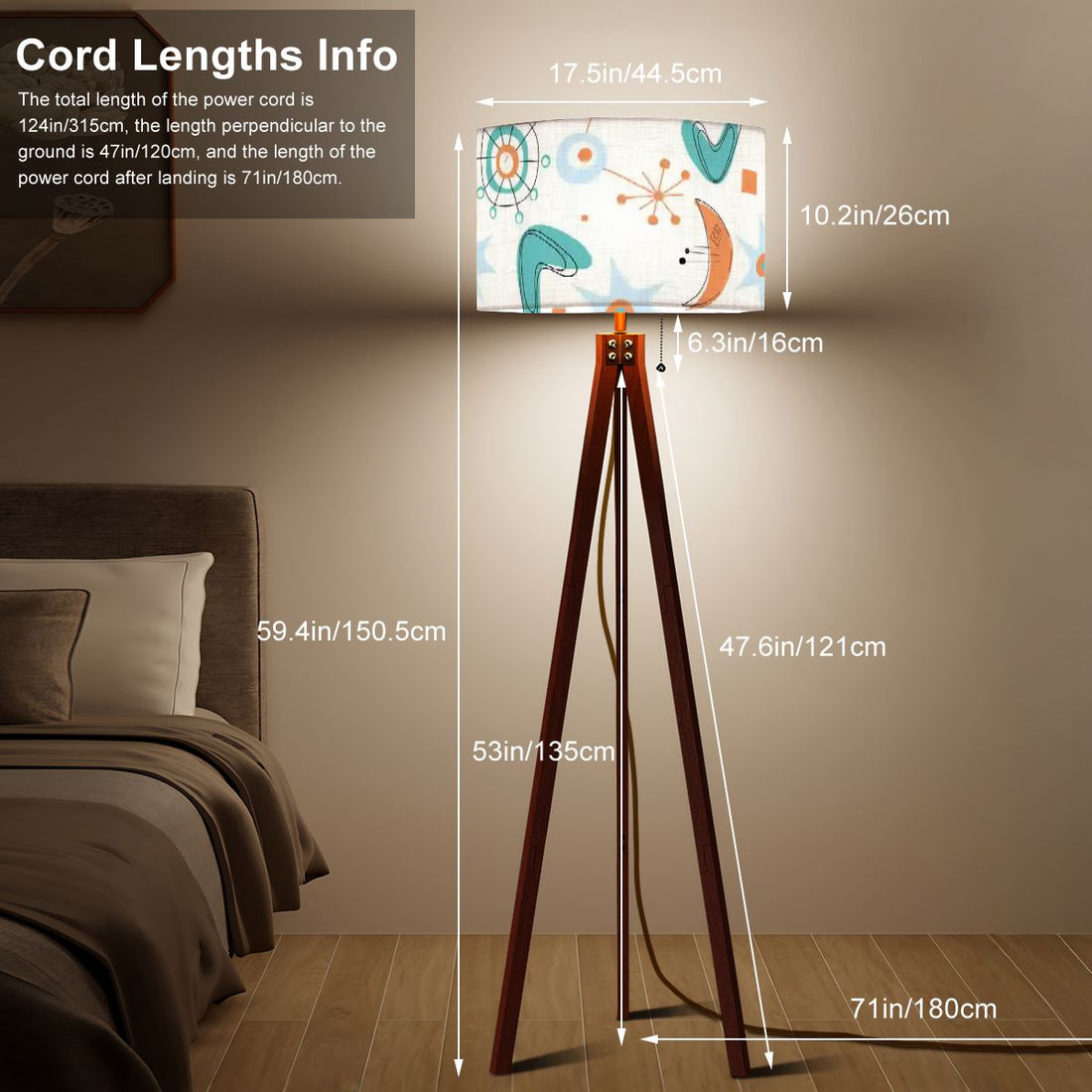 Kate McEnroe New York Mid Century Modern Tripod Floor Lamp, Retro 50s Atomic Style, MCM Boomerang Starburst Shade, Vintage Accent LightingTripod Floor LampswqQrRzSpm4