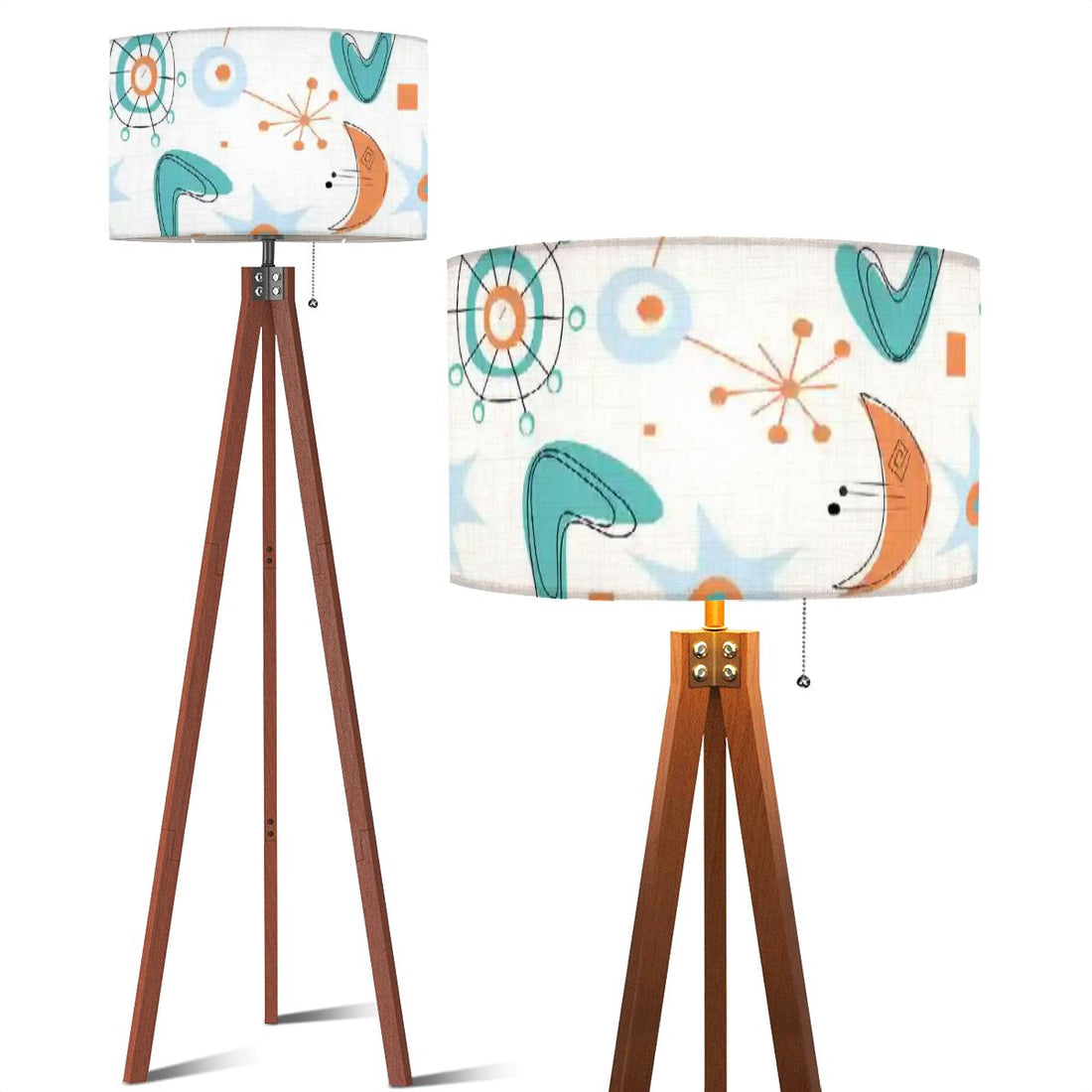 Kate McEnroe New York Mid Century Modern Tripod Floor Lamp, Retro 50s Atomic Style, MCM Boomerang Starburst Shade, Vintage Accent LightingTripod Floor LampswqQrRzSpm4