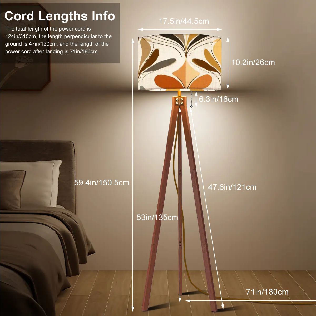 Kate McEnroe New York Mid Century Modern Tripod Floor Lamp, Retro 70s Danish Floral Accent LightingTripod Floor LampsBd7wDZiuE4