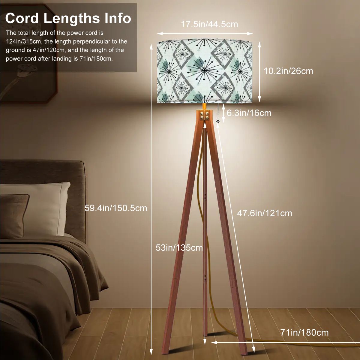 Kate McEnroe New York Mid Century Modern Tripod Floor Lamp, Retro Diamond Starburst ShadeTripod Floor Lamps4k49mWDAAo