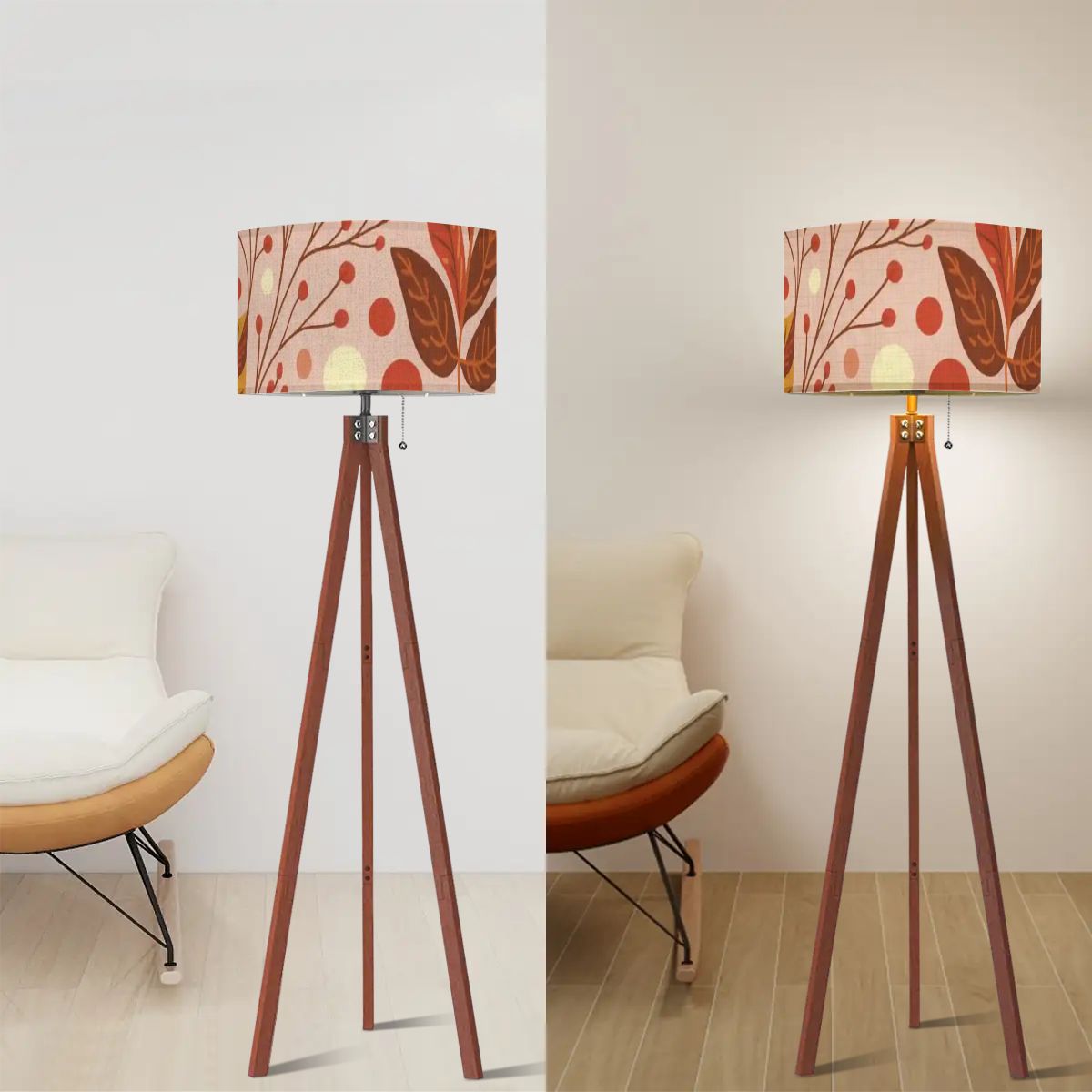 Kate McEnroe New York Mid Century Modern Tripod Floor Lamp, Retro Fall Leaf Accent LightTripod Floor Lamps5J4bFsAqSo