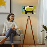 Kate McEnroe New York Mid Century Modern Tripod Floor Lamp, Retro Geometric Drum Shade, MCM Abstract Accent LightingTripod Floor LampsFgmV9IfAnk