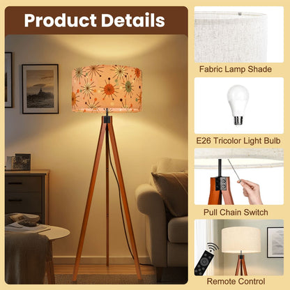 Kate McEnroe New York Mid Century Modern Tripod Floor Lamp, Retro Pink Starburst LightingTripod Floor LampsPRVxEexSgk