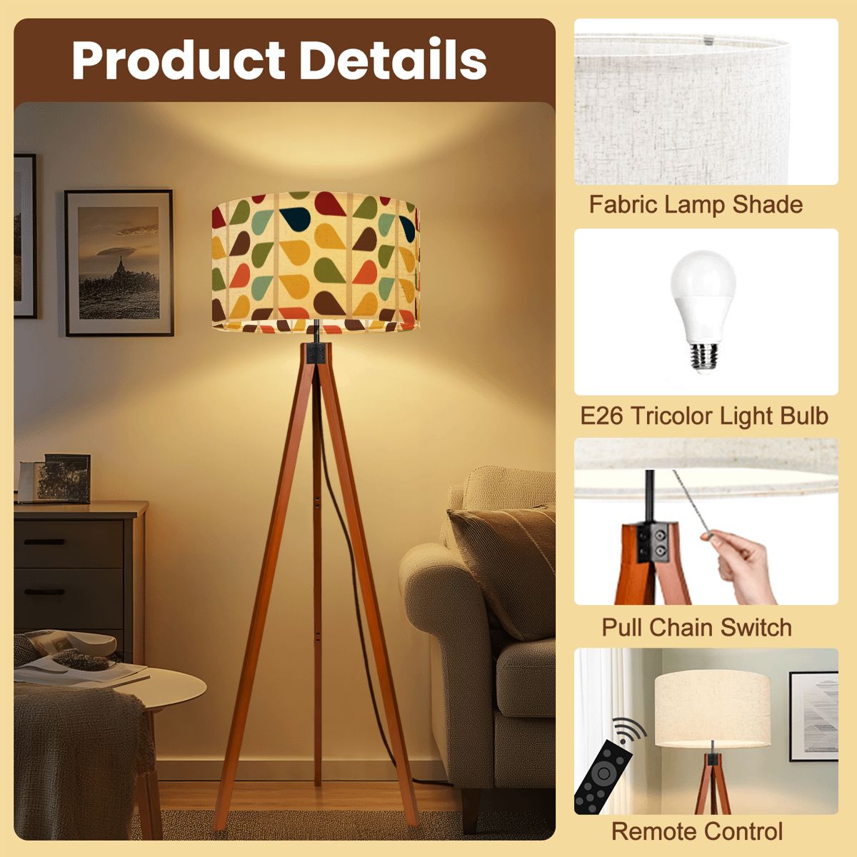 Kate McEnroe New York Mid Century Modern Tripod Floor Lamp Retro Scandi Leaf Lighting DecorTripod Floor LampsMTzydosI2k