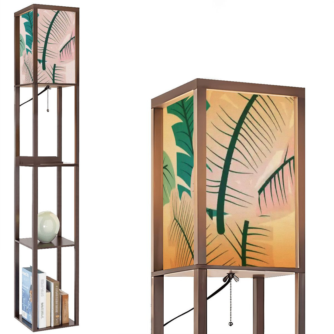 Kate McEnroe New York Mid Century Modern Tropical Palm Tower Lamp, Retro Bookshelf Storage LightLamp with Shelves4F450a0eMY