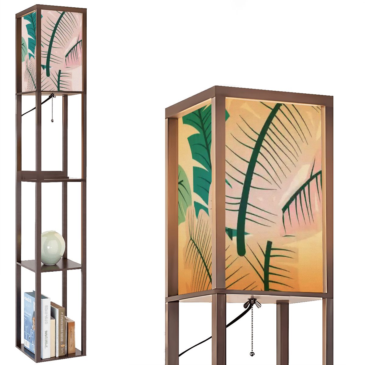 Kate McEnroe New York Mid Century Modern Tropical Palm Tower Lamp, Retro Bookshelf Storage LightLamp with Shelves4F450a0eMY
