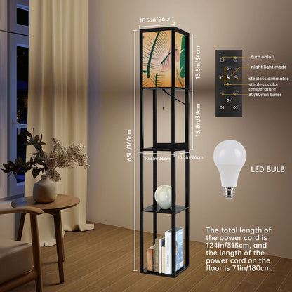 Kate McEnroe New York Mid Century Modern Tropical Palm Tower Lamp, Retro Bookshelf Storage LightLamp with ShelvesJY2x0YjdHu