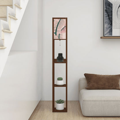 Kate McEnroe New York Mid Century Modern Tropical Palm Tower Lamp, Retro Bookshelf Storage LightLamp with ShelvesJY2x0YjdHu