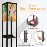 Kate McEnroe New York Mid Century Modern Tropical Palm Tower Lamp, Retro Bookshelf Storage LightLamp with ShelvesJY2x0YjdHu
