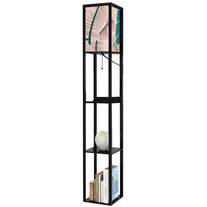 Kate McEnroe New York Mid Century Modern Tropical Palm Tower Lamp, Retro Bookshelf Storage LightLamp with ShelvesJY2x0YjdHu