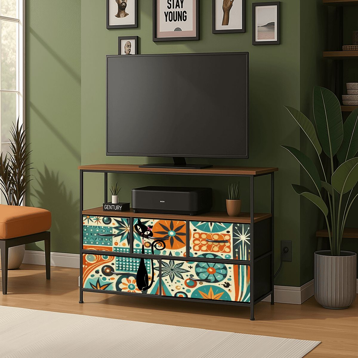 Kate McEnroe New York Mid Century Modern TV Stand Atomic Cat Retro Media Console StorageTV StandsXXAasuxamf