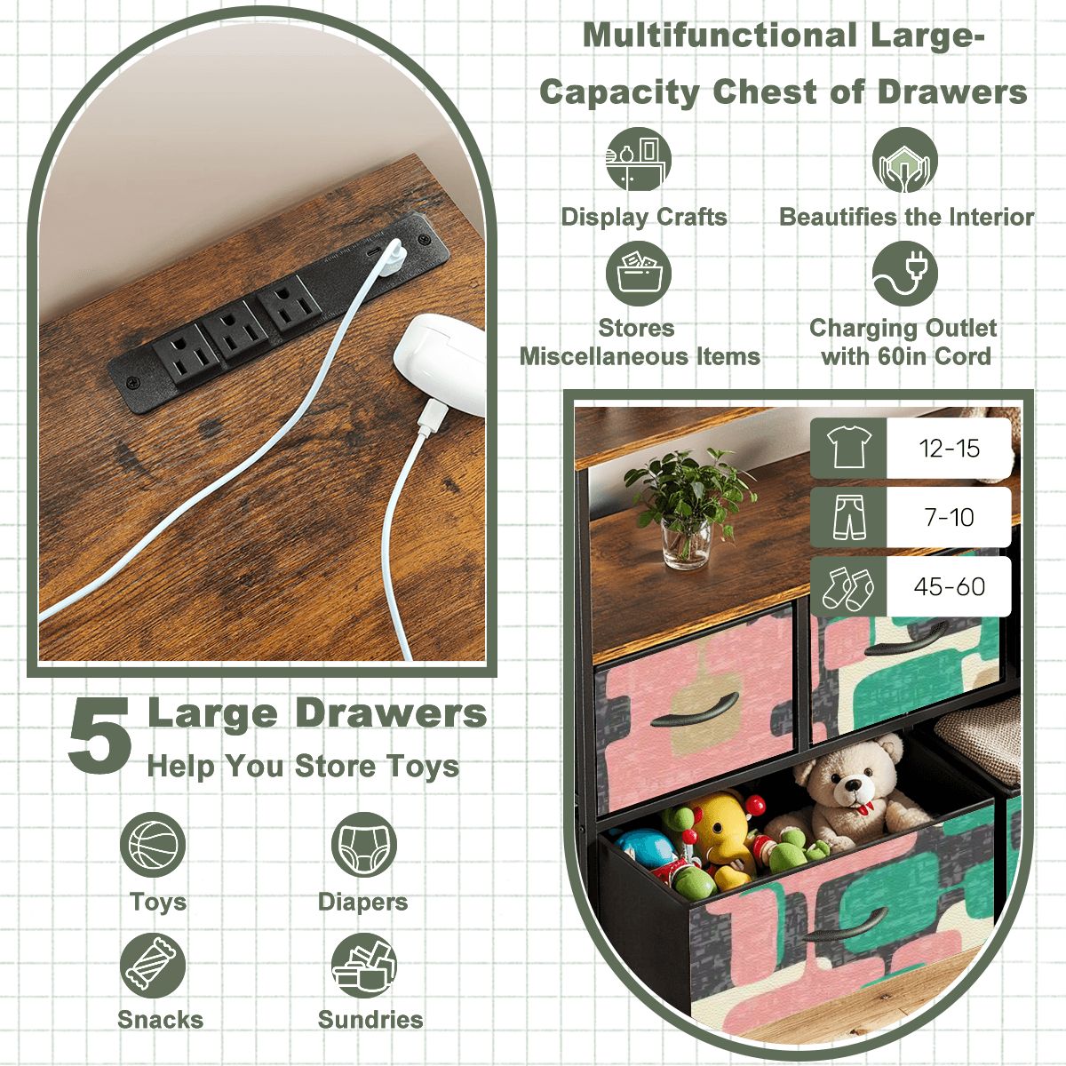 Kate McEnroe New York Mid Century Modern TV Stand, Retro Geometric 5 Drawer ConsoleTV StandsiWMkpROmtB