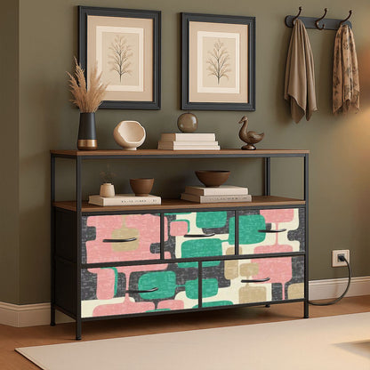 Kate McEnroe New York Mid Century Modern TV Stand, Retro Geometric 5 Drawer ConsoleTV StandsiWMkpROmtB