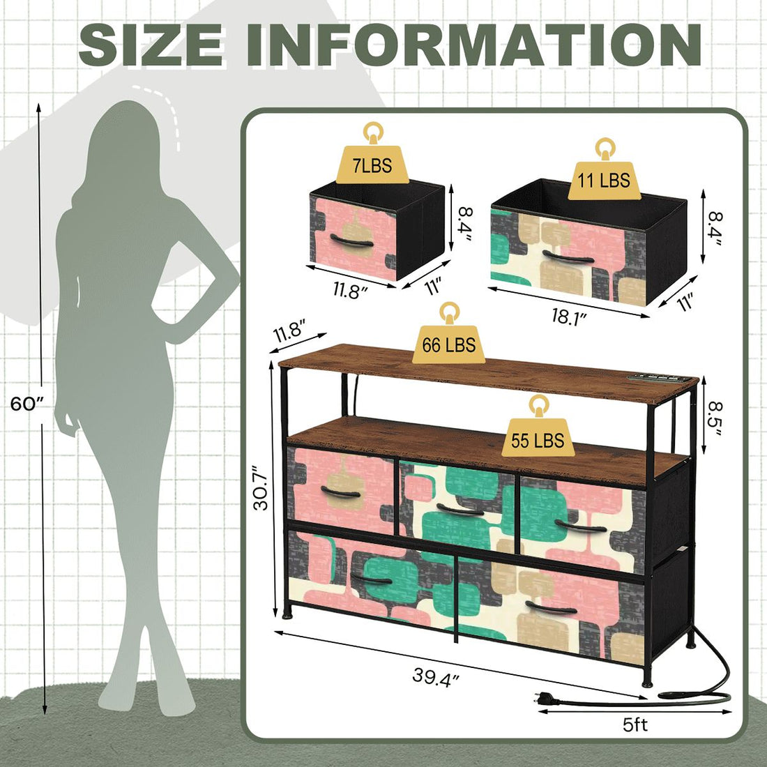 Kate McEnroe New York Mid Century Modern TV Stand, Retro Geometric 5 Drawer ConsoleTV StandsiWMkpROmtB