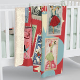 Kate McEnroe New York Mid Century Modern Vintage Christmas Stamp Blanket, Retro Postage Atomic Starburst Kitsch Sherpa ThrowBlankets33712513817882950923